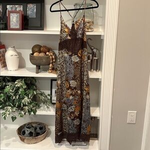 Free People Black and Red Lace Chemise